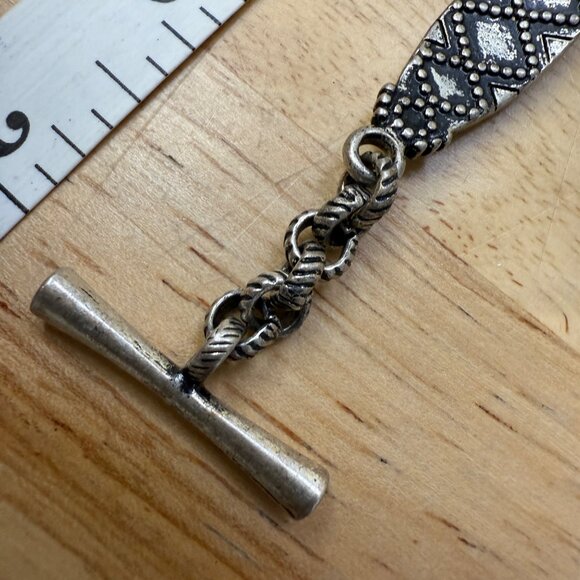 Lucky Brand Silver-Tone Bracelet With Turquoise Accents & Toggle Clasp - Picture 9 of 9